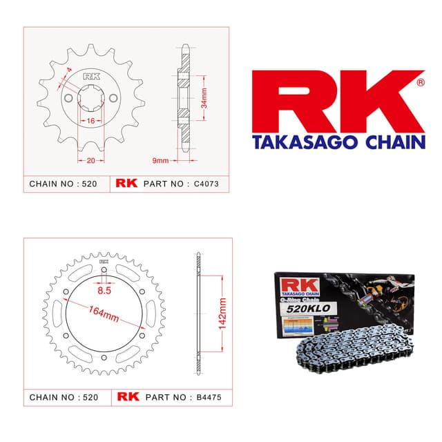 Hyosung GT 250 R Rk Zincir Dişli Set 520 KLO O-Ring 14/46T