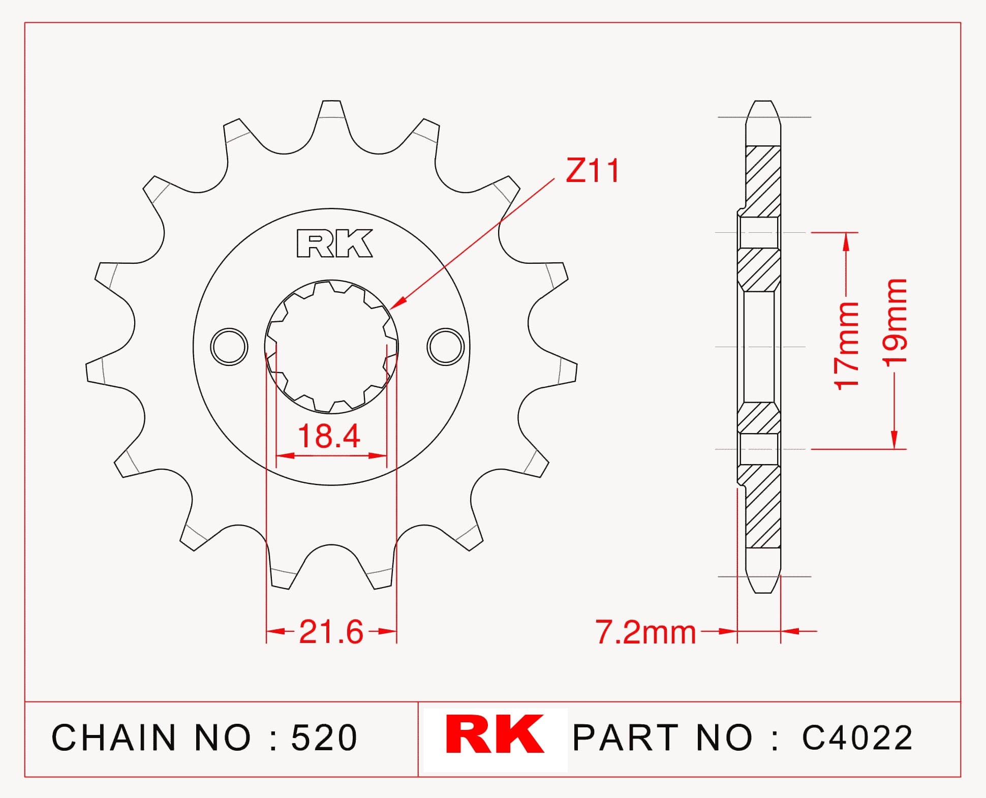 Honda CRF 250 L RK Çelik Ön Dişli C4022-14