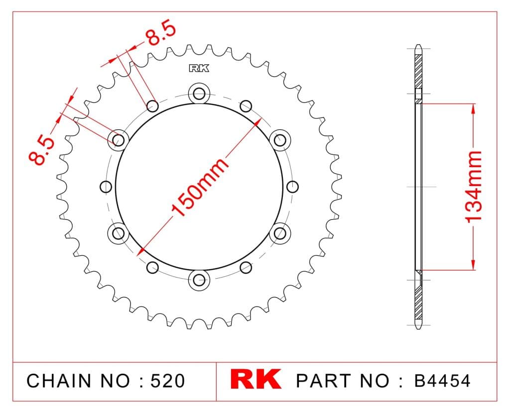 Kawasaki KX 250 F RK Çelik Arka Dişli B4454-50