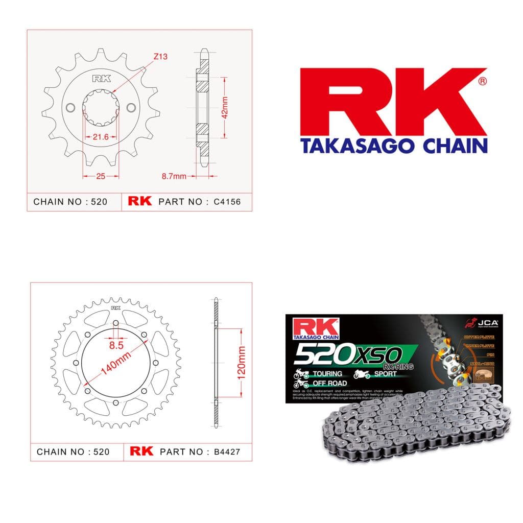Kawasaki KLE 500 Rk Ön Arka Dişli 520 - 17/46 T - görsel 5