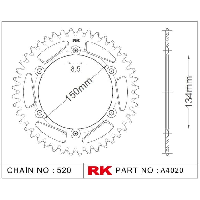 Kawasaki KX 250 RK Aluminyum Arka Dişli A4020-49-1A