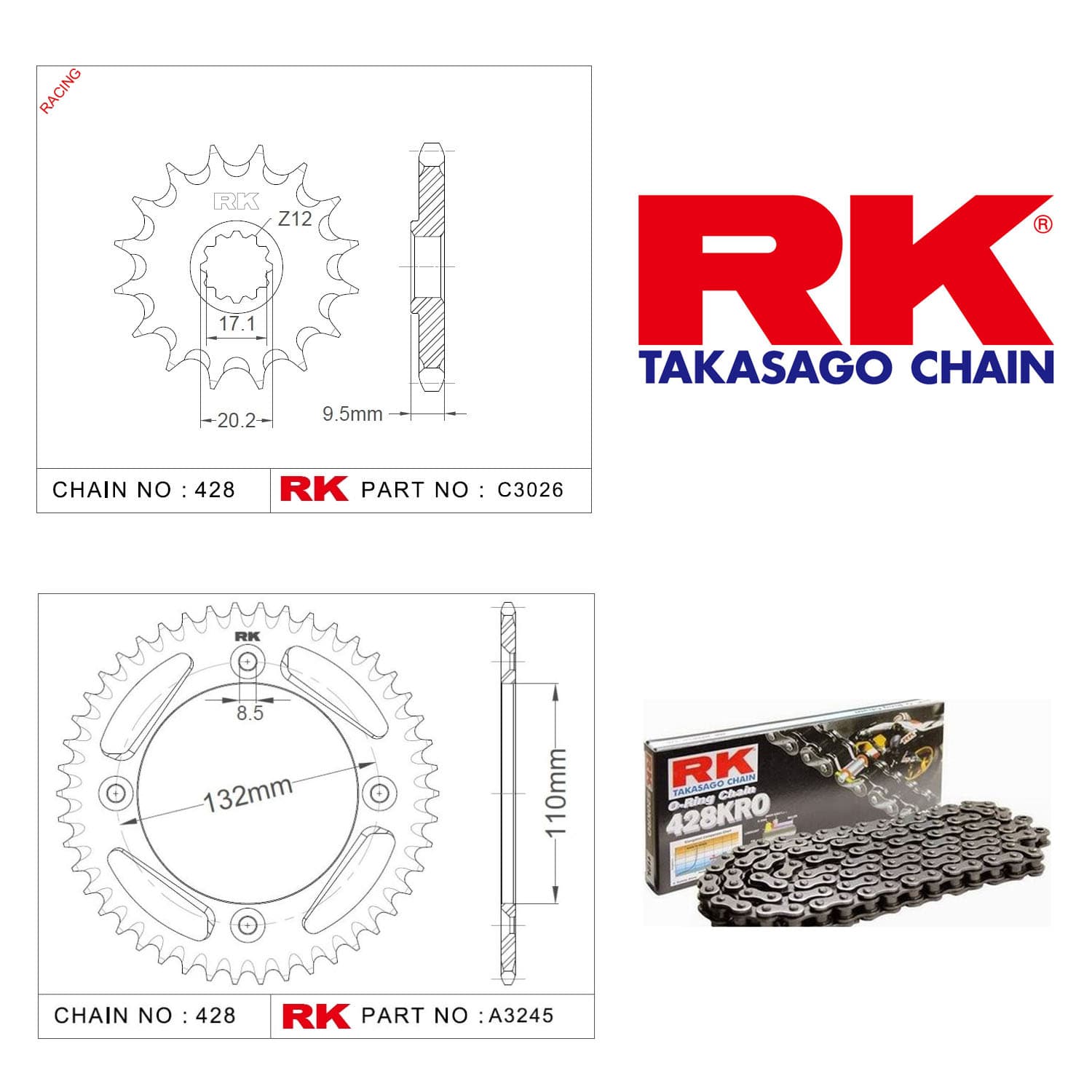 Ktm SX 85 Rk O-ring Zincir Dişli Set 428 KRO 14/49T - görsel 2