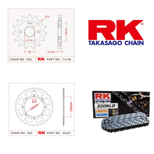 Kawasaki KLE 500 Rk Zincir Dişli Set 520 KLO O-Ring 17/44T
