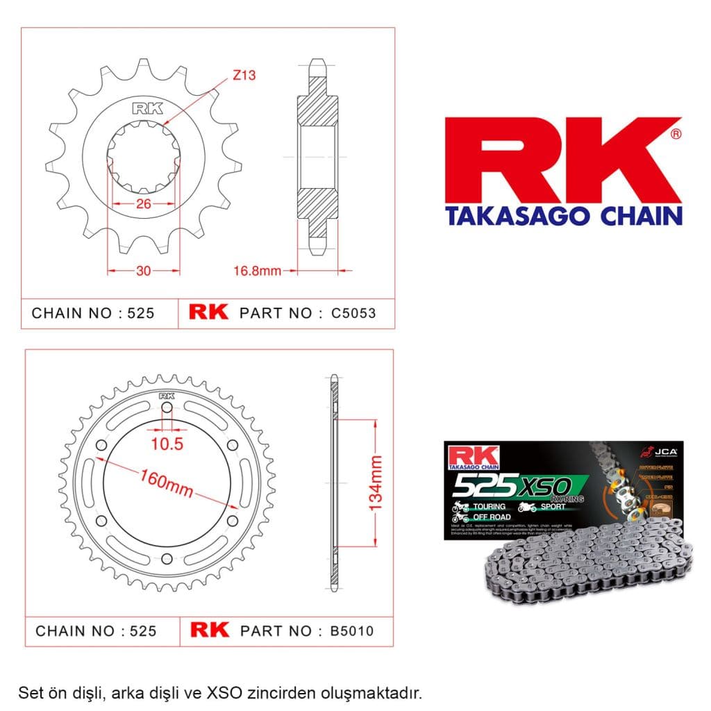 Honda CBR 600 F Rk Zincir Dişli Set 525 SO O-ring 16/45T