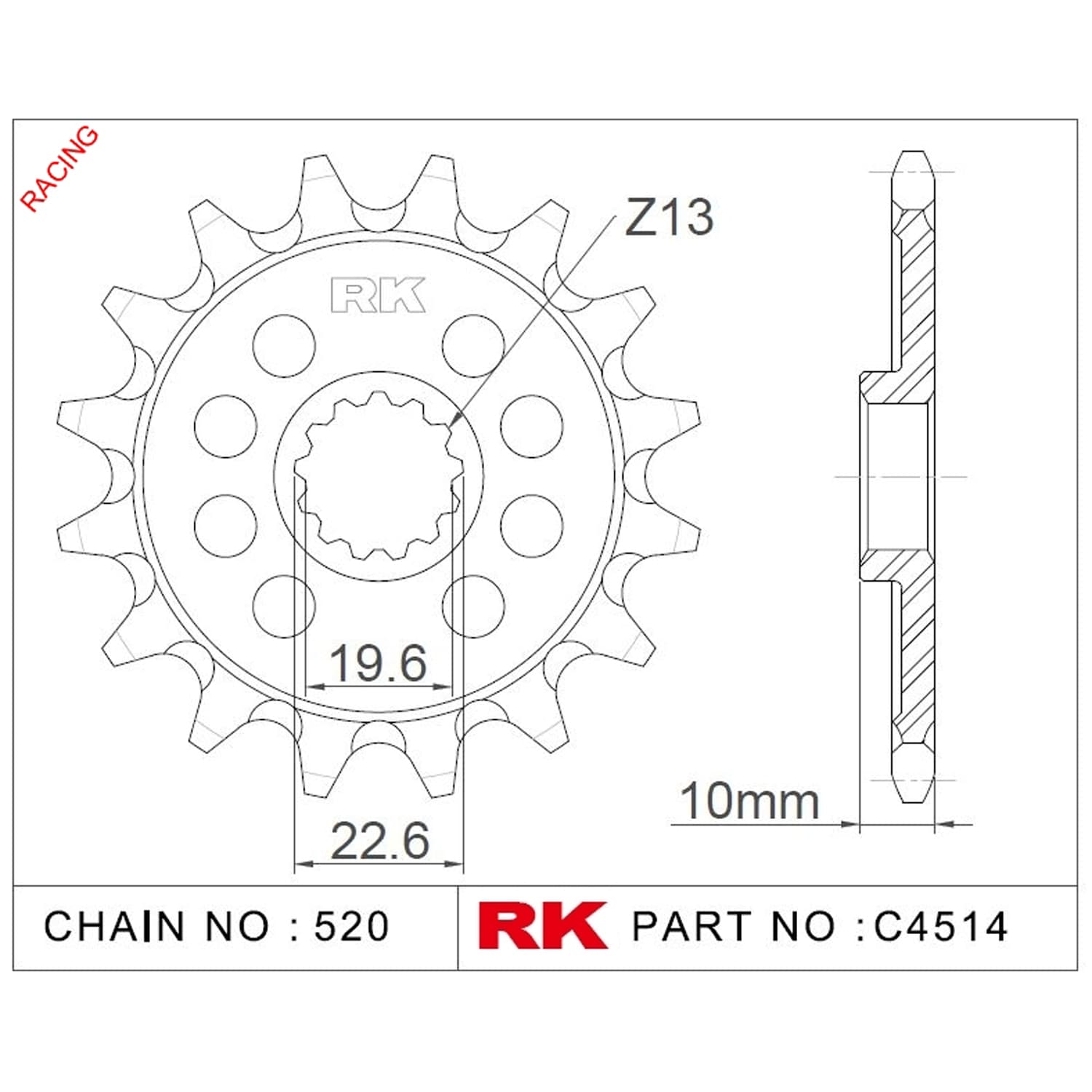 Suzuki RM 250 RK Çelik Ön Dişli Racing C4514-13-8Q