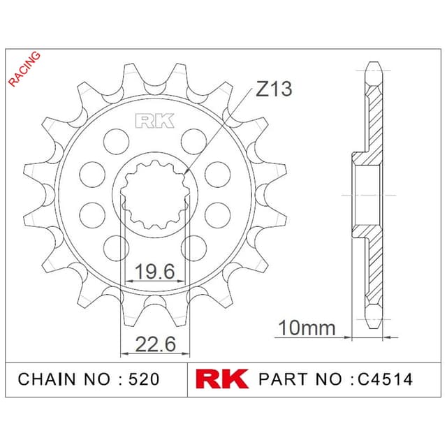 Suzuki RM 250 RK Çelik Ön Dişli Racing C4514-13-8Q