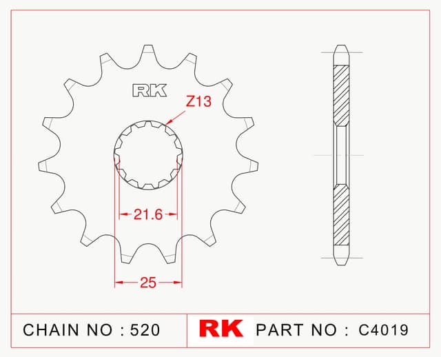 Kawasaki ER-6F 650 ABS RK Çelik Ön Dişli C4019-15