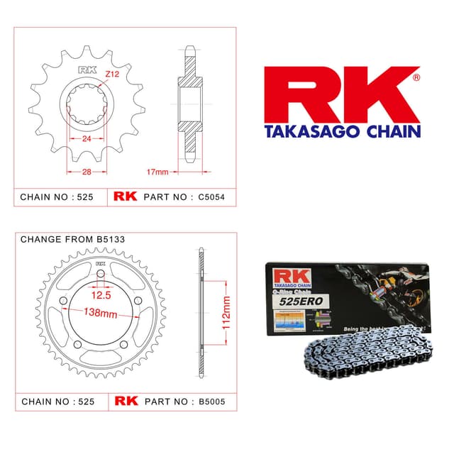 Honda CBF 600 N Rk Zincir Dişli Set 525 ERO O-Ring 15/43T