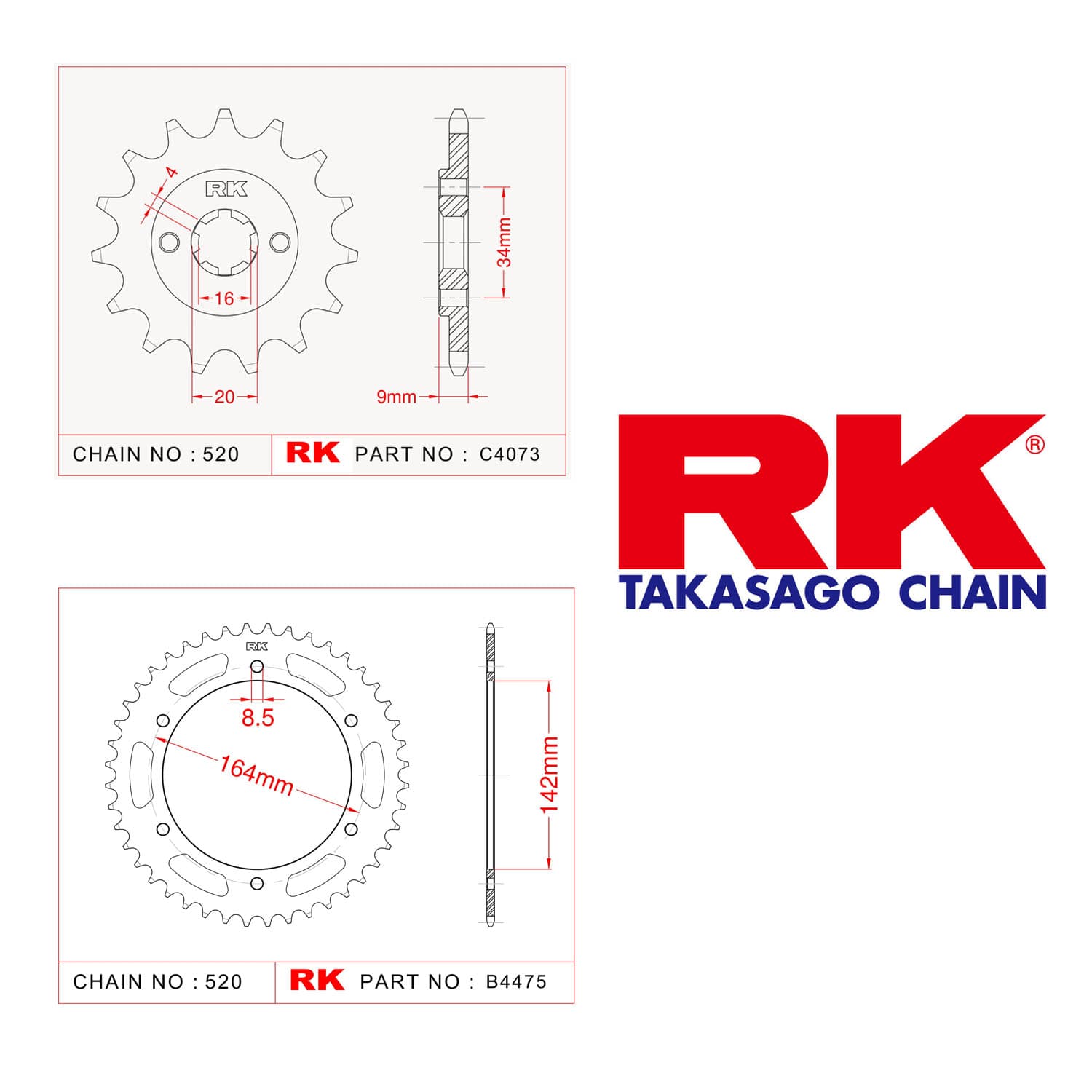 Hyosung GT 250 R Rk Ön Arka Dişli 520 - 14/46 T - görsel 2