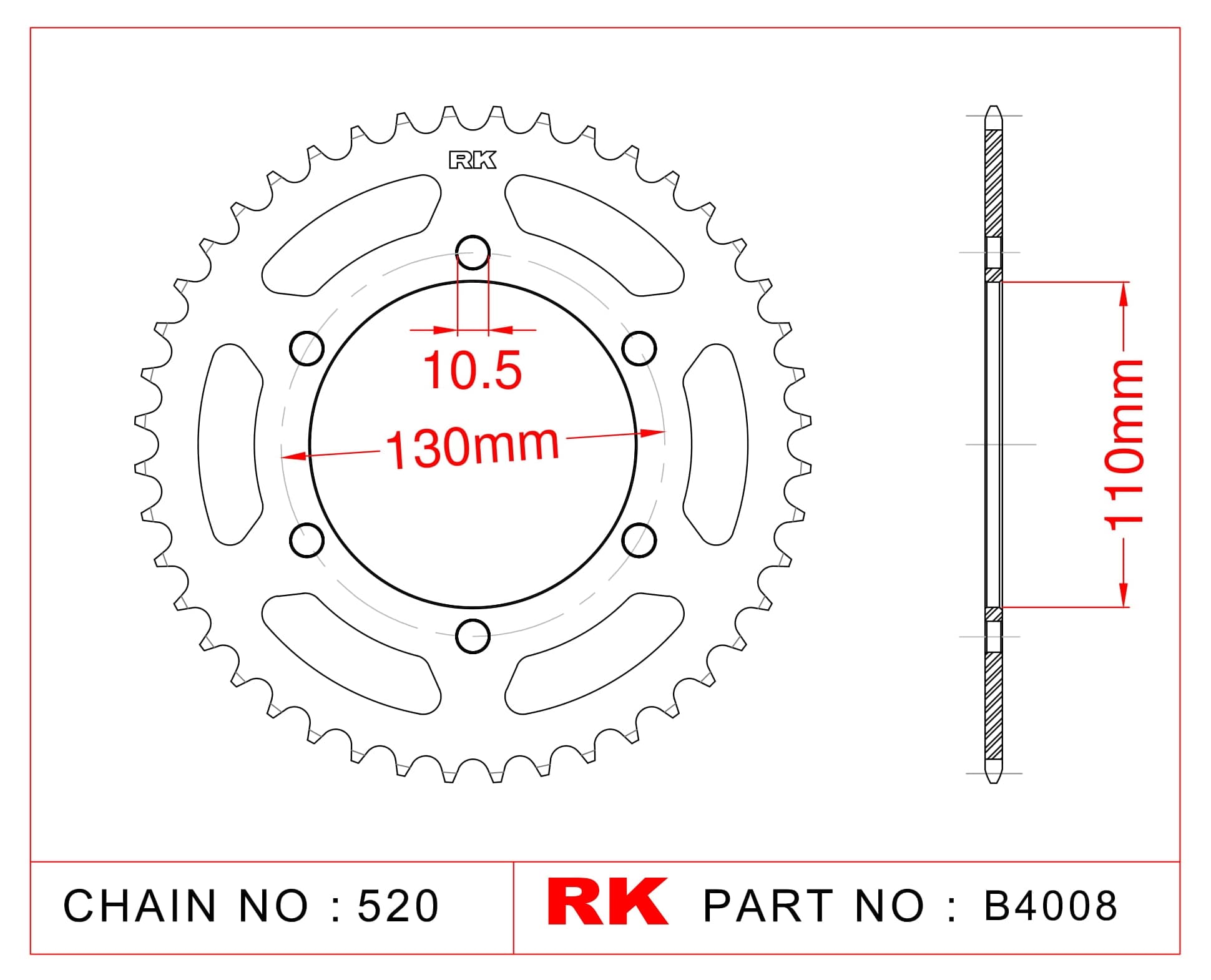 Yamaha YZF-R25 RK Çelik Arka Dişli B4008-43
