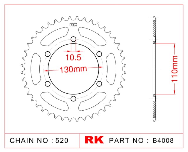 Yamaha YZF-R25 RK Çelik Arka Dişli B4008-43