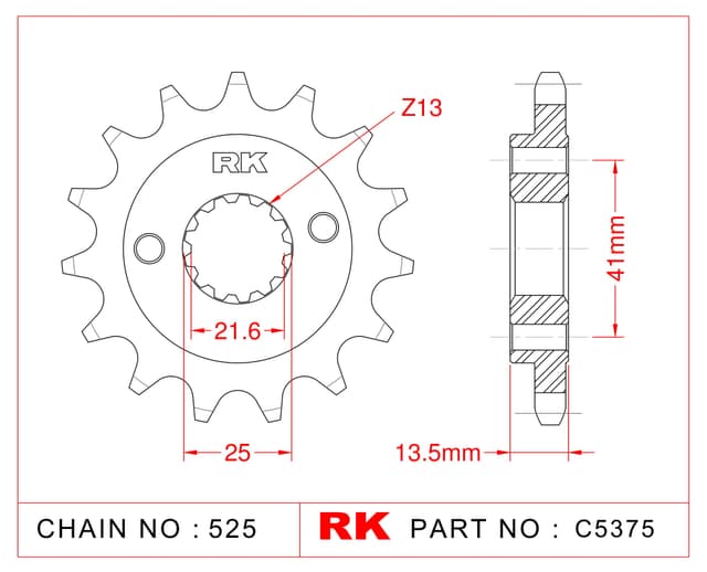 Honda XL 650 V TRANSALP RK Çelik Ön Dişli C5375-15