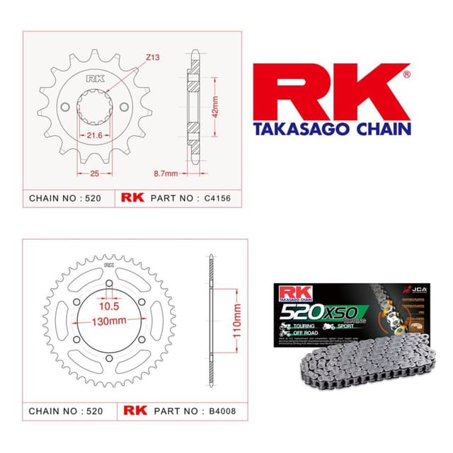 Kawasaki ER 500 Rk X-ring Zincir Dişli Set 520 XSO-17/42T