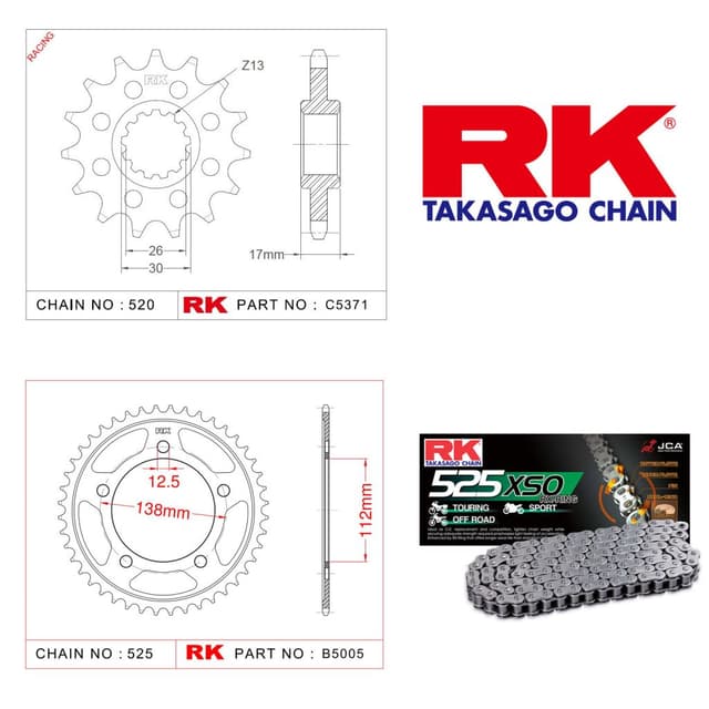 Honda CB 600 F HORNET ABS Rk X-ring Zincir Dişli Set 525 XSO-16/43T