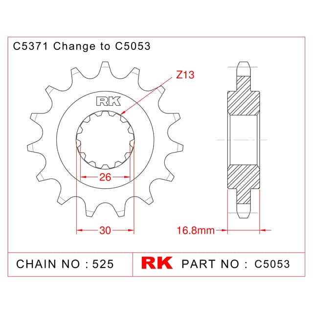 Honda CB 650 F RK Çelik Ön Dişli C5053-15