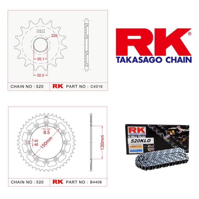 Yamaha WR 250 R Rk Zincir Dişli Set 520 KLO O-Ring 13/42T