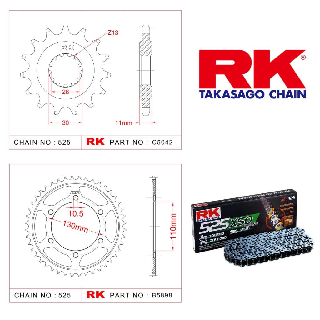Yamaha TENERE 700 Rk Zincir Dişli Set 525 XSO X-Ring 16/46T