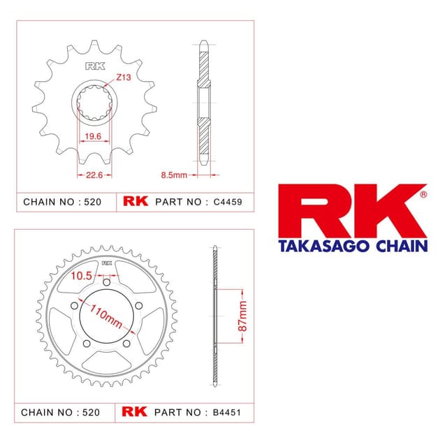 Suzuki DL 250 V-STROM Rk Ön Arka Dişli 520 -14/47T