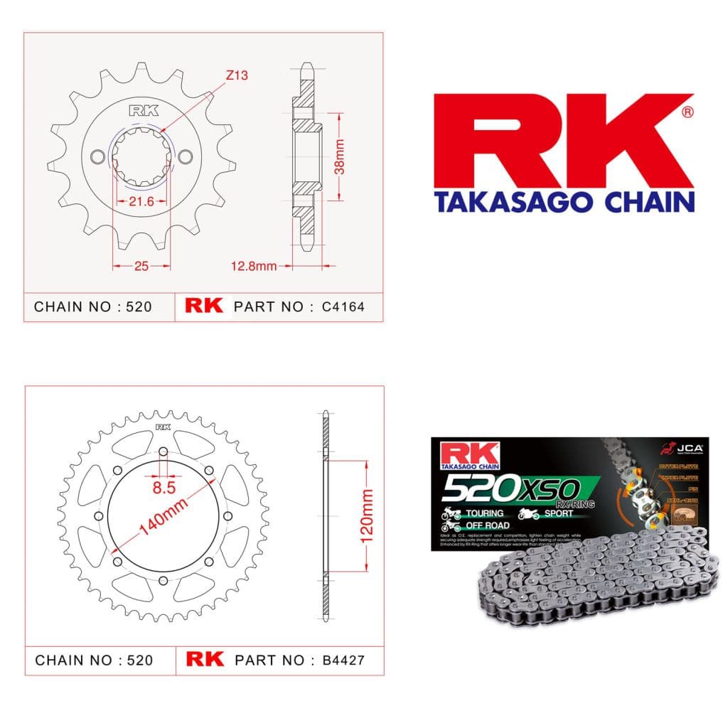 Kawasaki KLR 650 Rk Ön Arka Dişli 520 - 15/42 T - görsel 3
