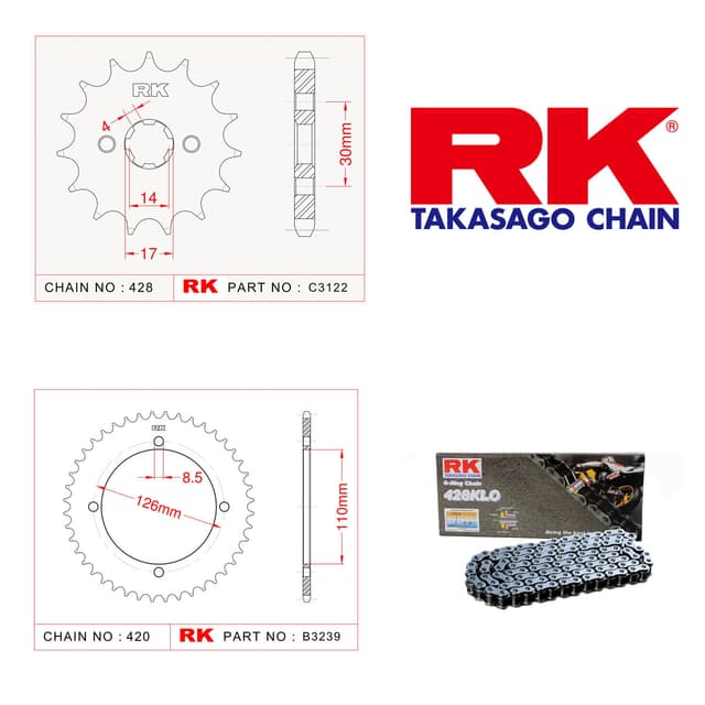 Kawasaki KLX 150 L Rk Zincir Dişli Set 428 KLO O-Ring 14/47T