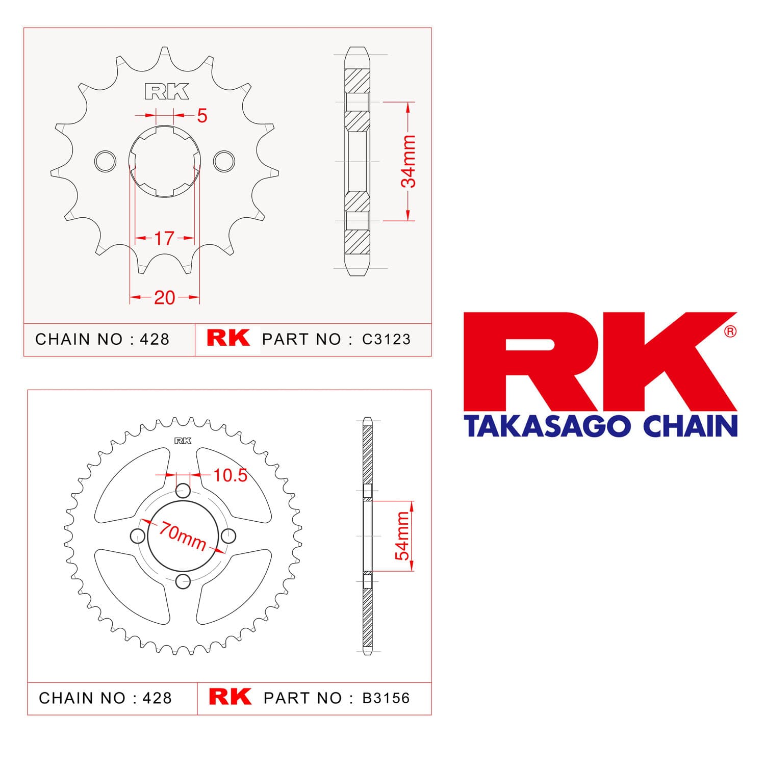 Honda CBF 150 Rk Ön Arka Dişli 428 - 15/42 T - görsel 3