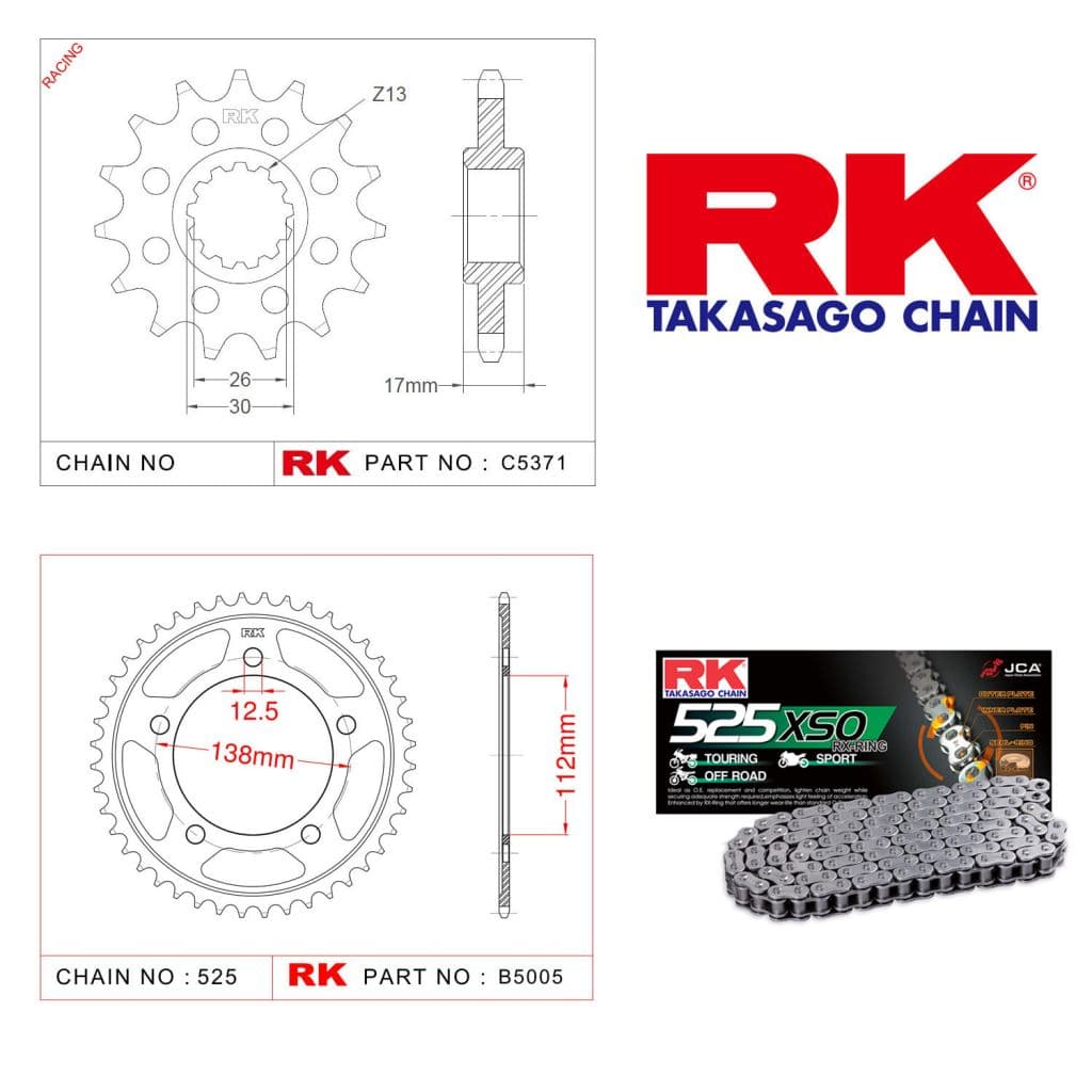 Honda XL 1000 V VARADERO Rk X-ring Zincir Dişli Set 525 XSO-16/47T