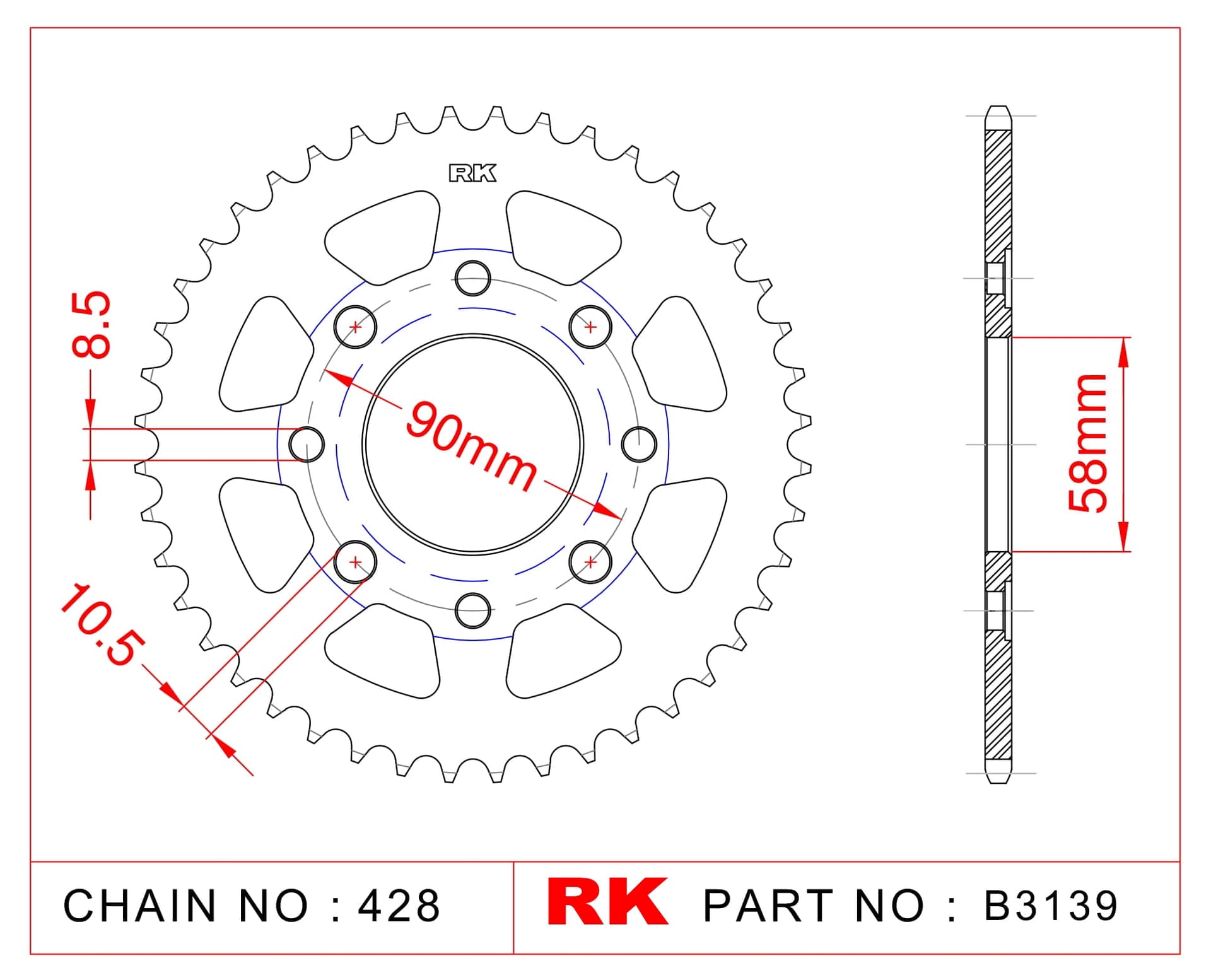 Honda CB 125 T RK Çelik Arka Dişli B3139-39