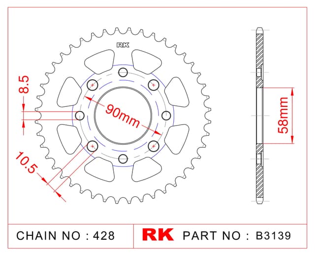 Honda CB 125 T RK Çelik Arka Dişli B3139-39