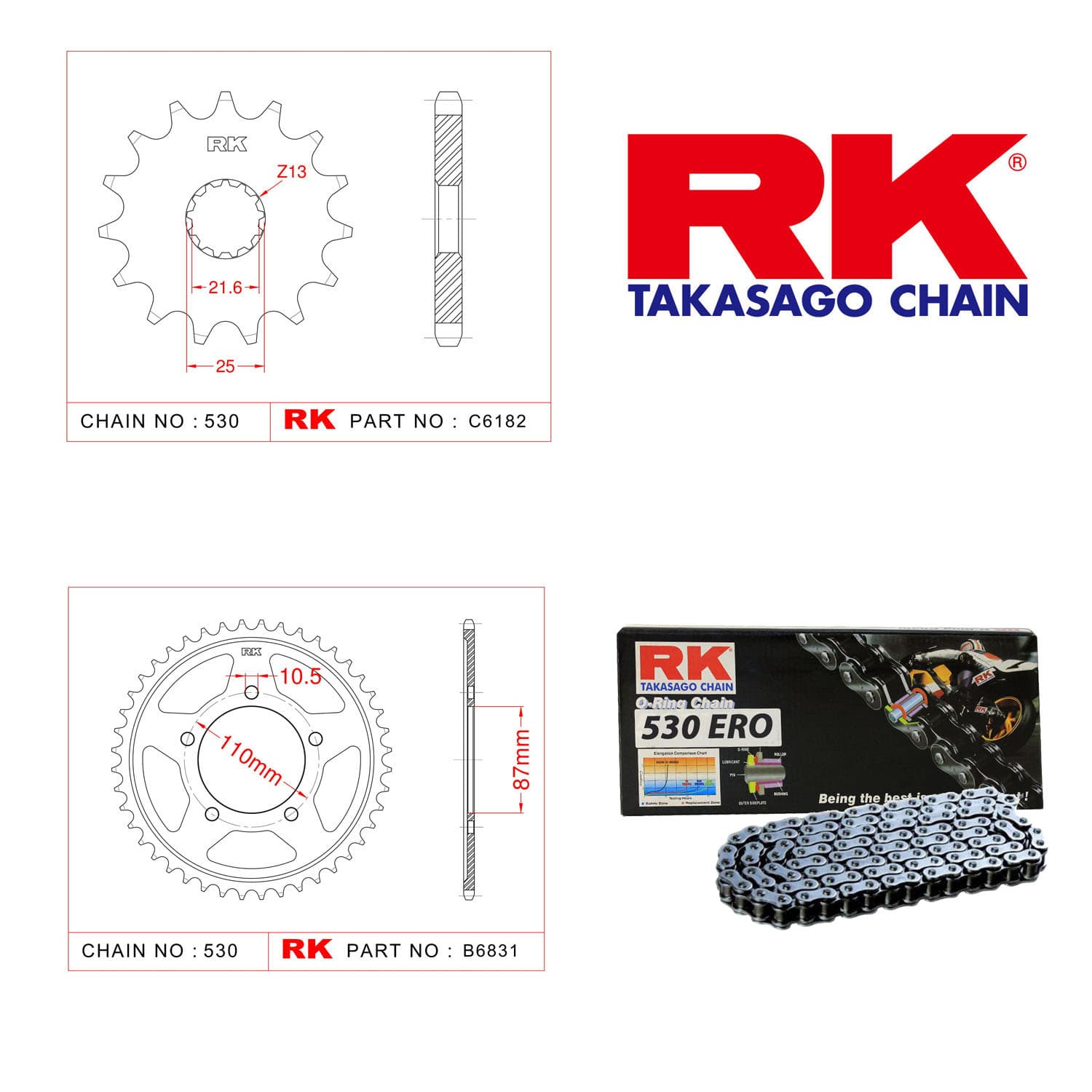 Suzuki VZ 800 MARAUDER Rk Zincir Dişli Set 530 ERO O-Ring 15/48T