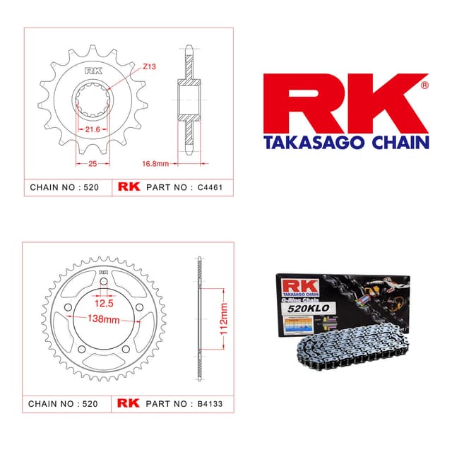Honda NC 750 X ABS Rk Zincir Dişli Set 520 KLO O-Ring 17/43T