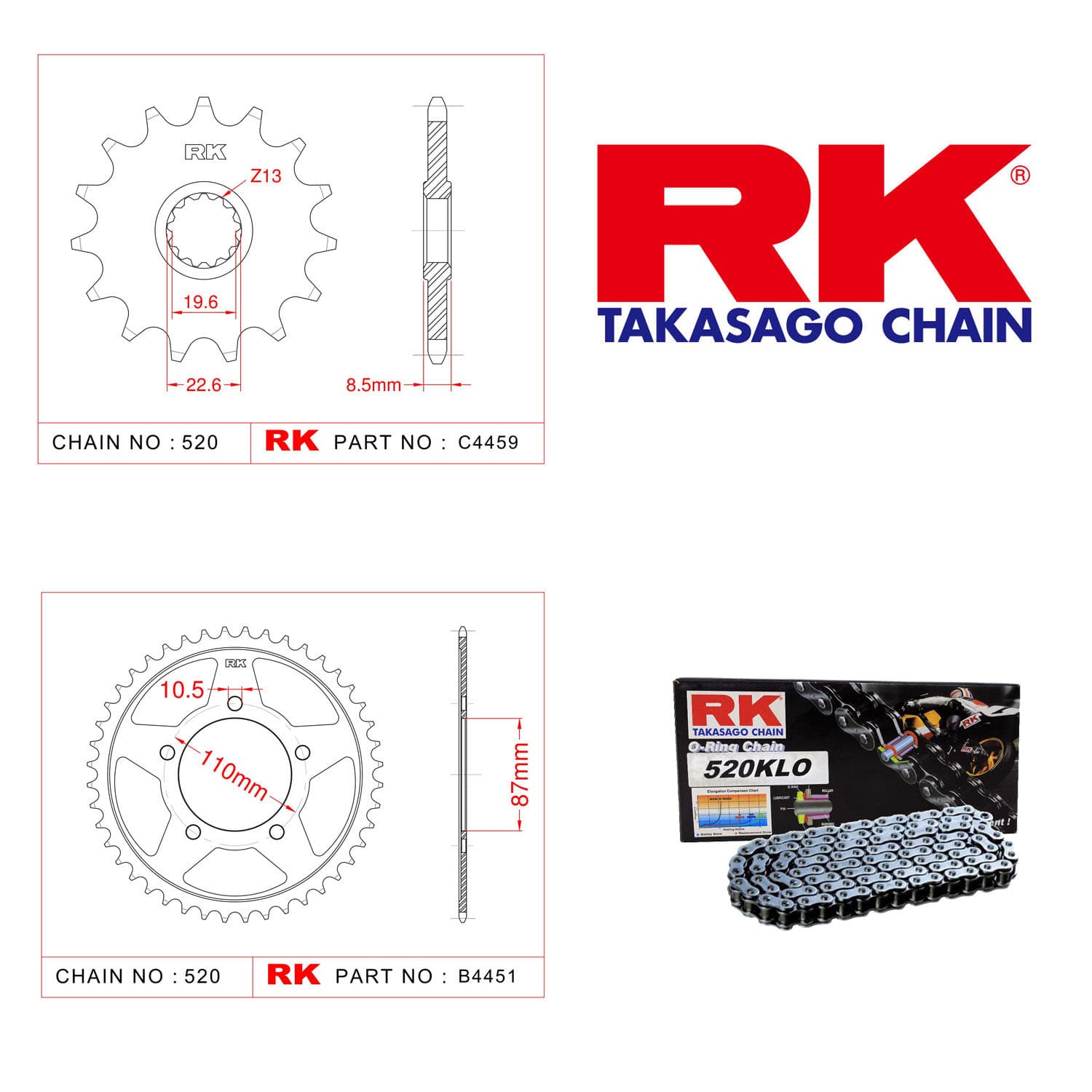 Suzuki GSX-R 250 Rk Zincir Dişli Set 520 KLO O-Ring 14/46T