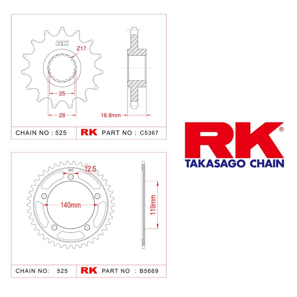 Bmw F 750 GS Rk Ön Arka Dişli 525 - 17/44  T