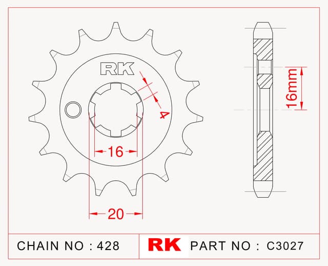 Kawasaki KX 80 RK Çelik Ön Dişli C3027-14