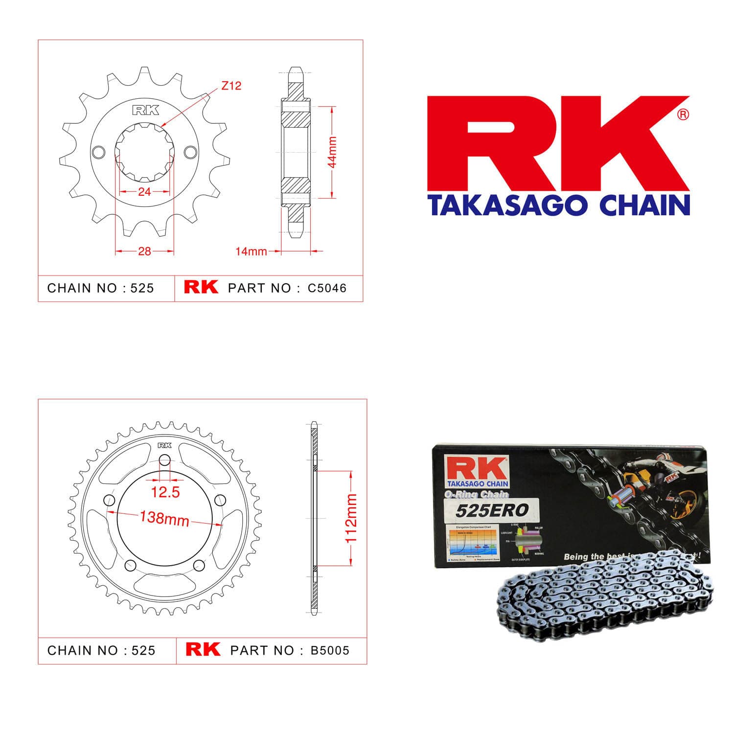 Honda VT 750 C SHADOW Rk Zincir Dişli Set 525 ERO O-Ring 17/41T