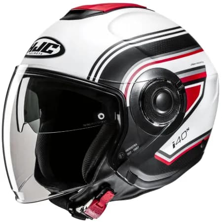 HJC İ40N Linia MC1SF Yarım Motosiklet Kaskı Beyaz Kırmızı