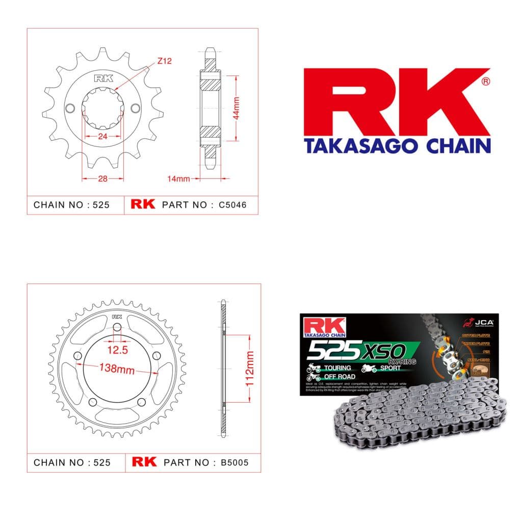 Honda VT 750 C SHADOW Rk X-ring Zincir Dişli Set 525 XSO-17/41T
