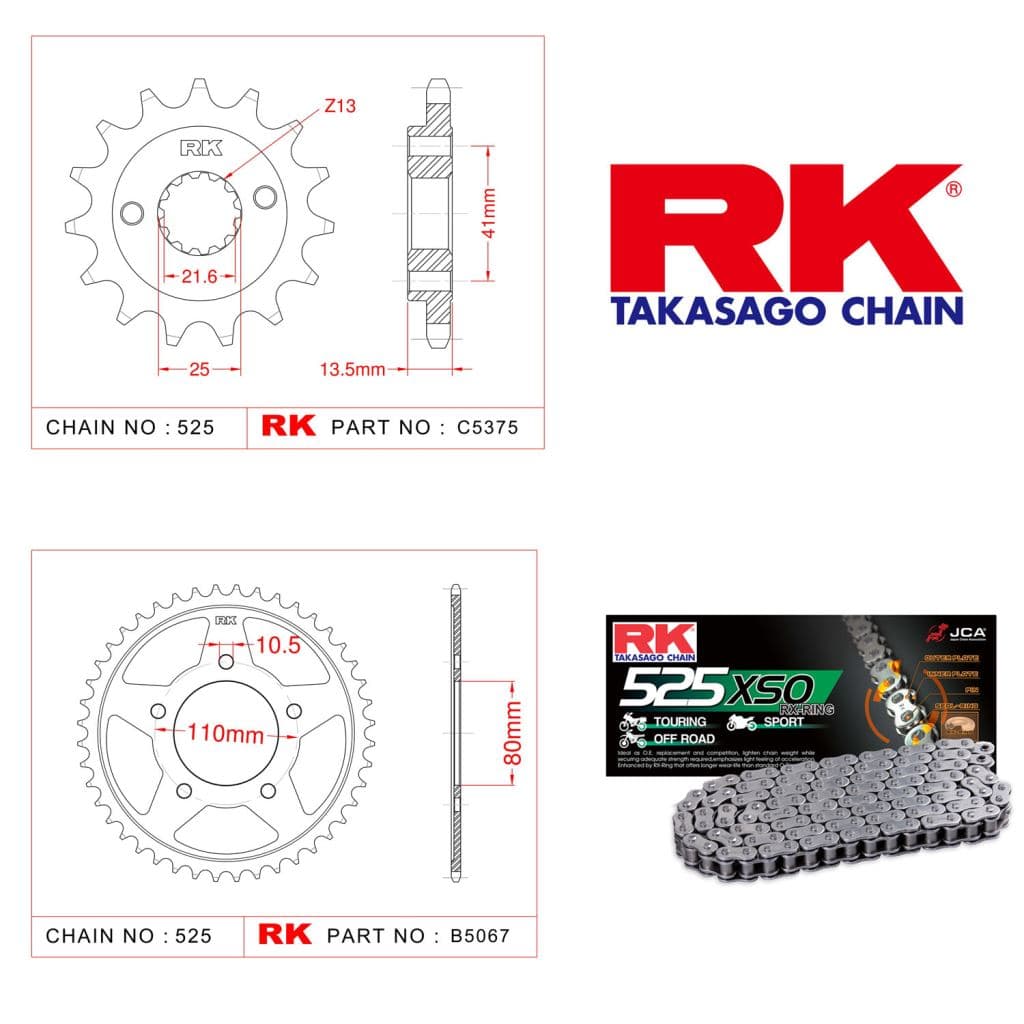 Honda VT 600 SHADOW Rk X-ring Zincir Dişli Set 525 XSO-16/44T