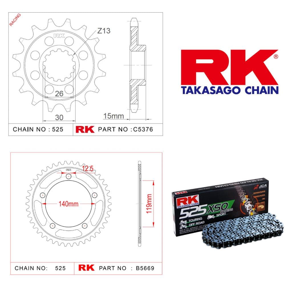 Bmw S 1000 XR Rk Zincir Dişli Set 525 XSO X-Ring 17/45T