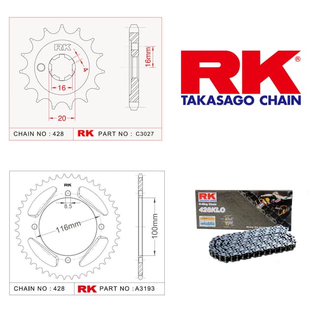 Kawasaki KX 85 Rk Zincir Dişli Set 428 KLO O-Ring 14/50T