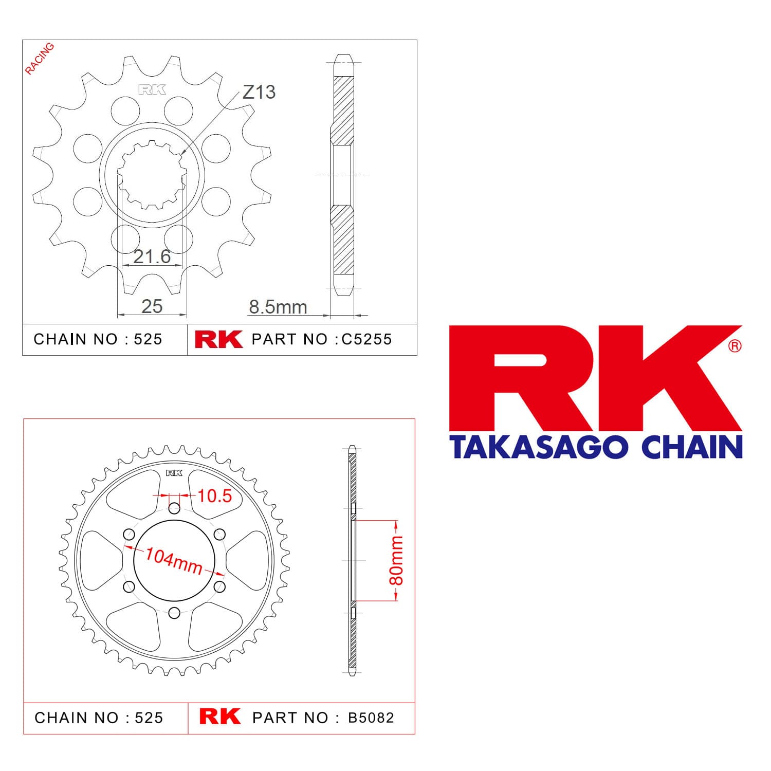 Kawasaki Z 1000 SX Rk Ön Arka Dişli 525 - 11/41 T - görsel 2