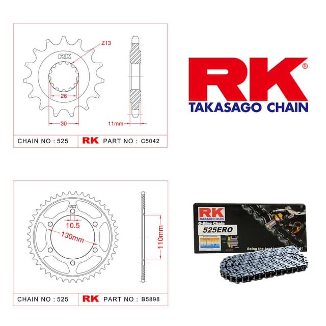 Yamaha TRACER 900 Rk Zincir Dişli Set 525 ERO O-Ring 16/45T
