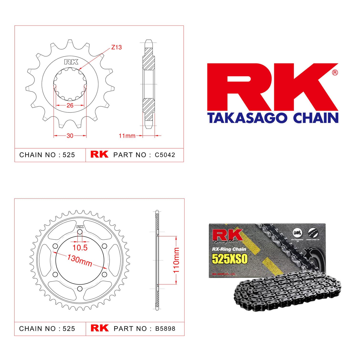 Yamaha TRACER 900 Rk Zincir Dişli Set 525 ERO O-Ring 16/45T - görsel 3