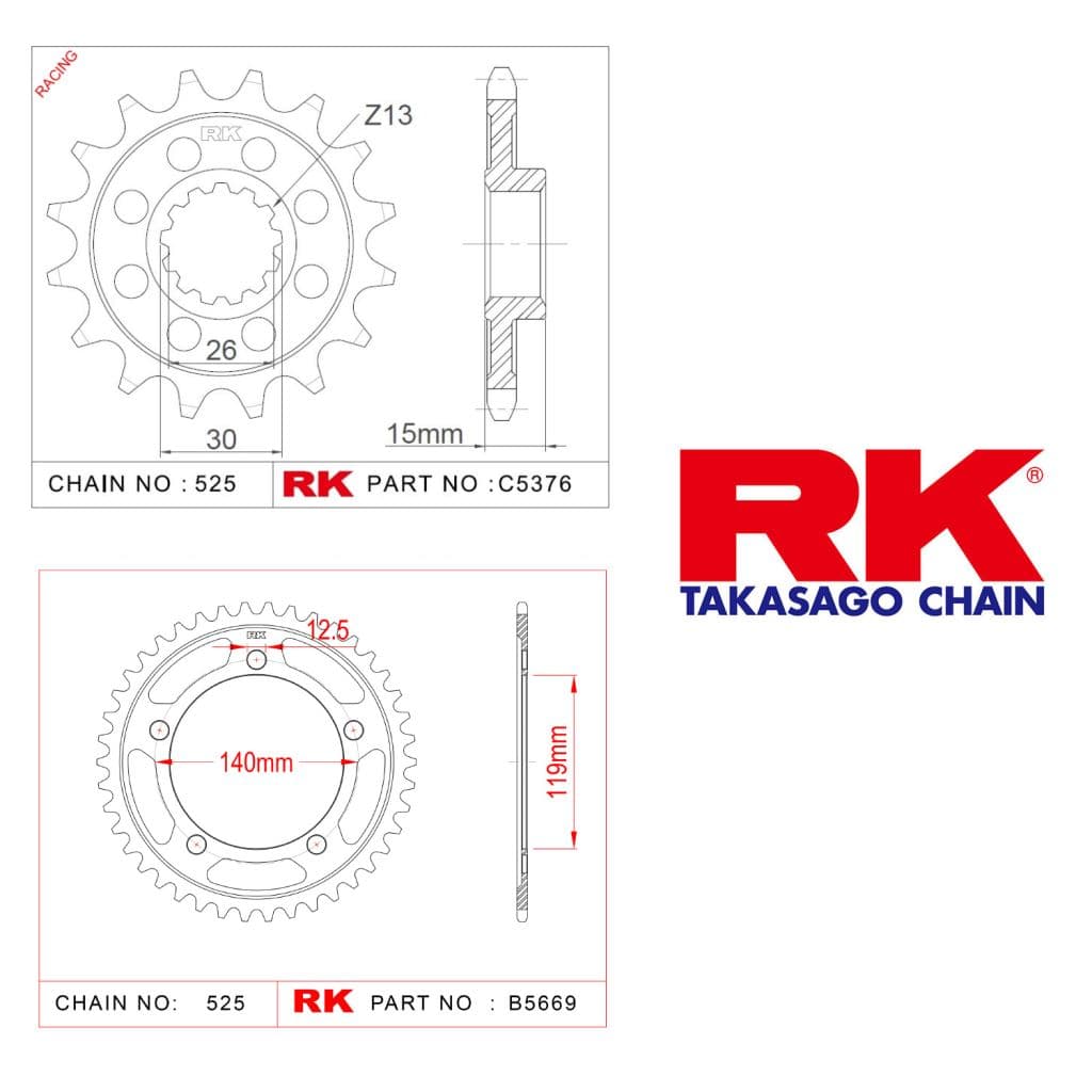 Bmw S 1000 RR Rk Ön Arka Dişli 525 - 17/45  T