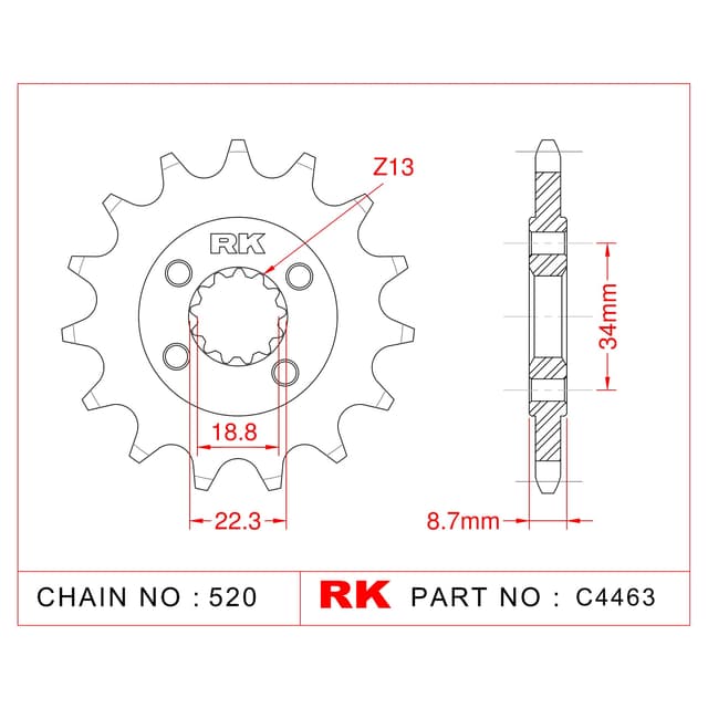 Ktm DUKE 390 RK Çelik Ön Dişli C4463-15