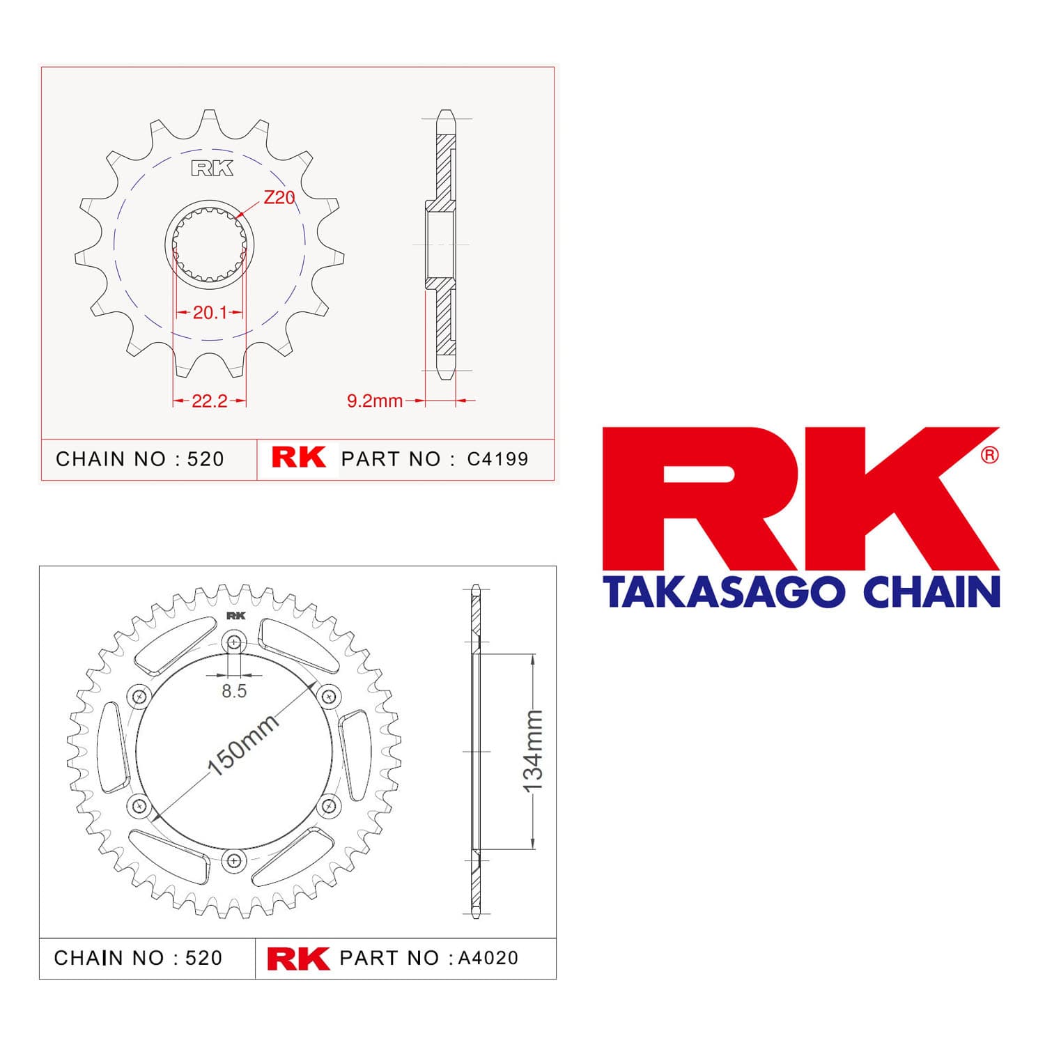 Kawasaki KX 250 F Rk Ön Arka Dişli 520 - 13/48 T - görsel 2
