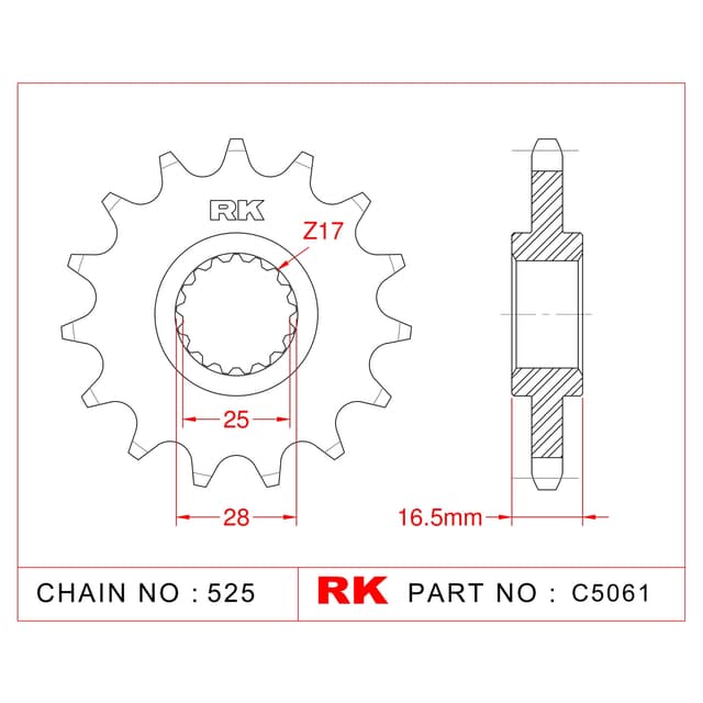Ktm SUPER DUKE 990 RK Çelik Ön Dişli C5061-16