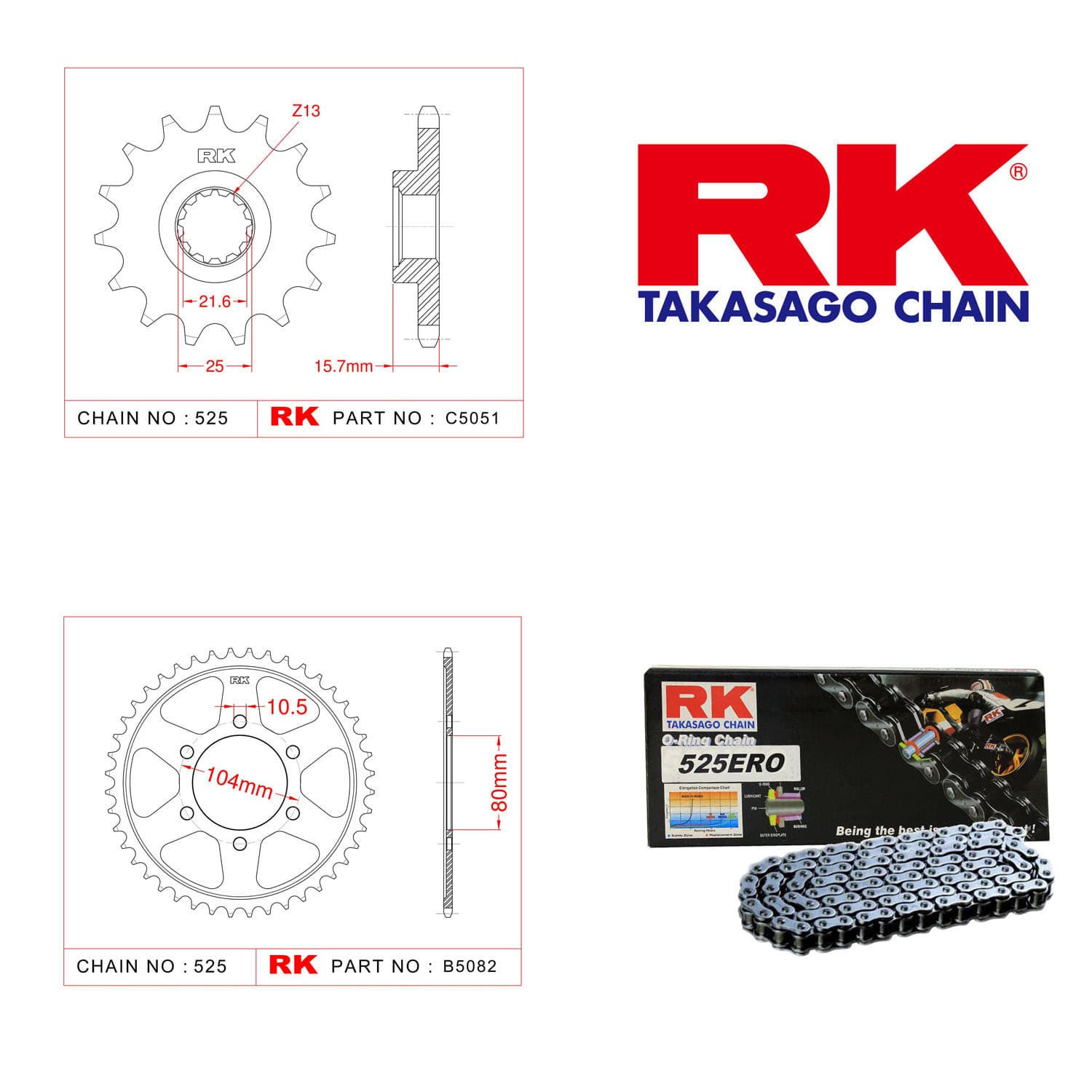 Kawasaki ZX-6 R Rk Zincir Dişli Set 525 ERO O-Ring 15/40T