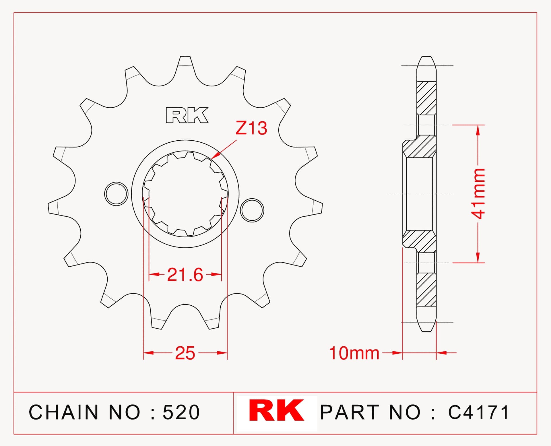 Yamaha XTZ 660 TENERE RK Çelik Ön Dişli C4171-15