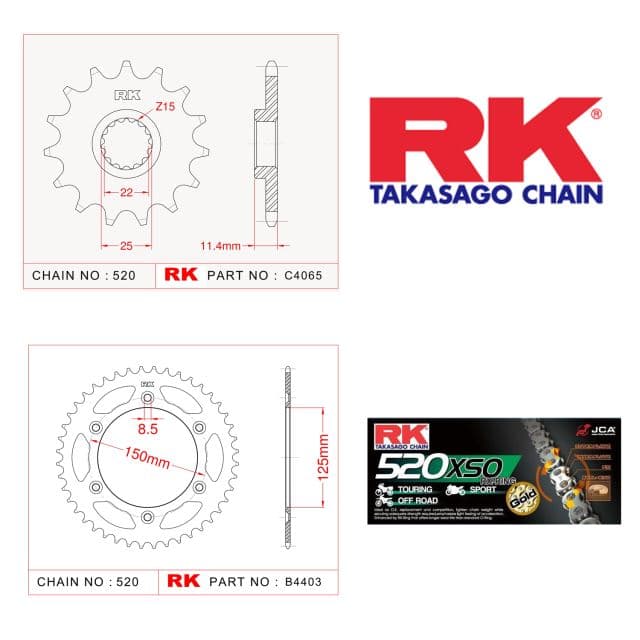 Husqvarna ENDURO 701 Rk X-ring Zincir Dişli Set 520 XSO 15/44T