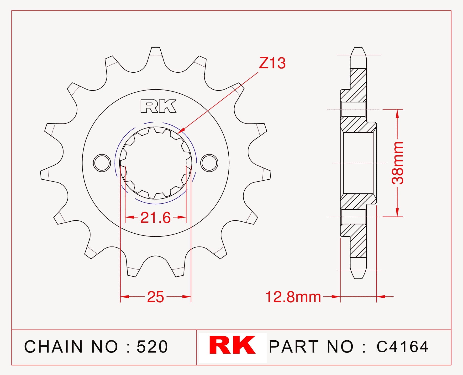 Kawasaki KLR 650 RK Çelik Ön Dişli C4164-15